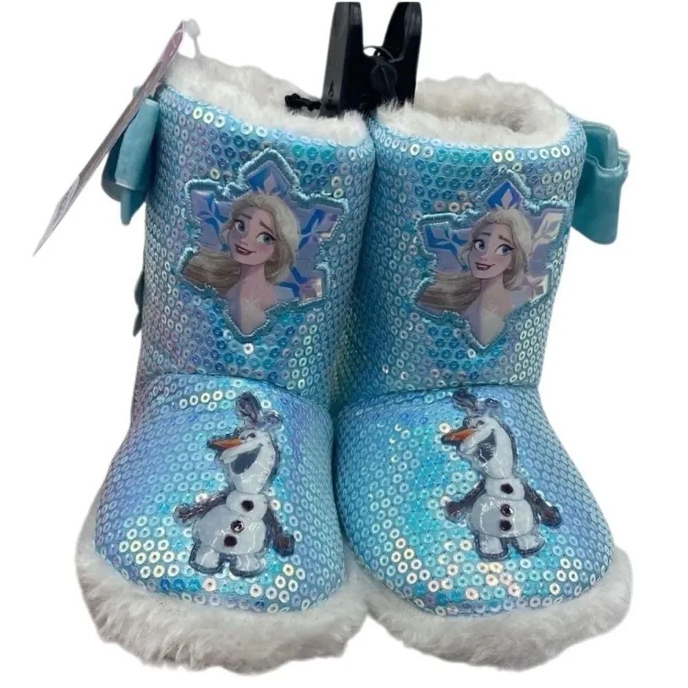 Baby Girls Disney's Frozen Slipper Bootie Faux Fur Shoe Size 5/6
